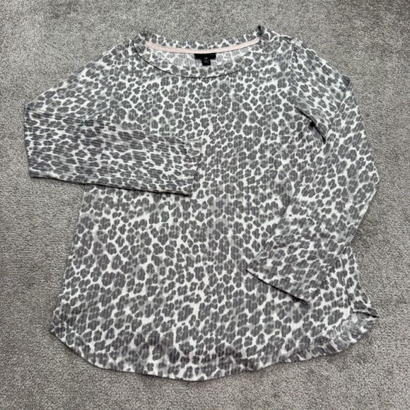 Tahari Leopard Pullover Sweater Womens Small Gray Animal Print Stretch Casual - Picture 1 of 11